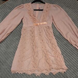Charming Blush Lace Kids Dress